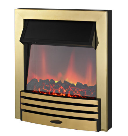 Adam Eclipse Brass Electric Inset Fire With LED Flame Effect